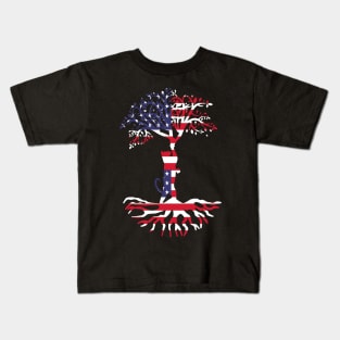 Cat ADN Tree America Flag Kids T-Shirt